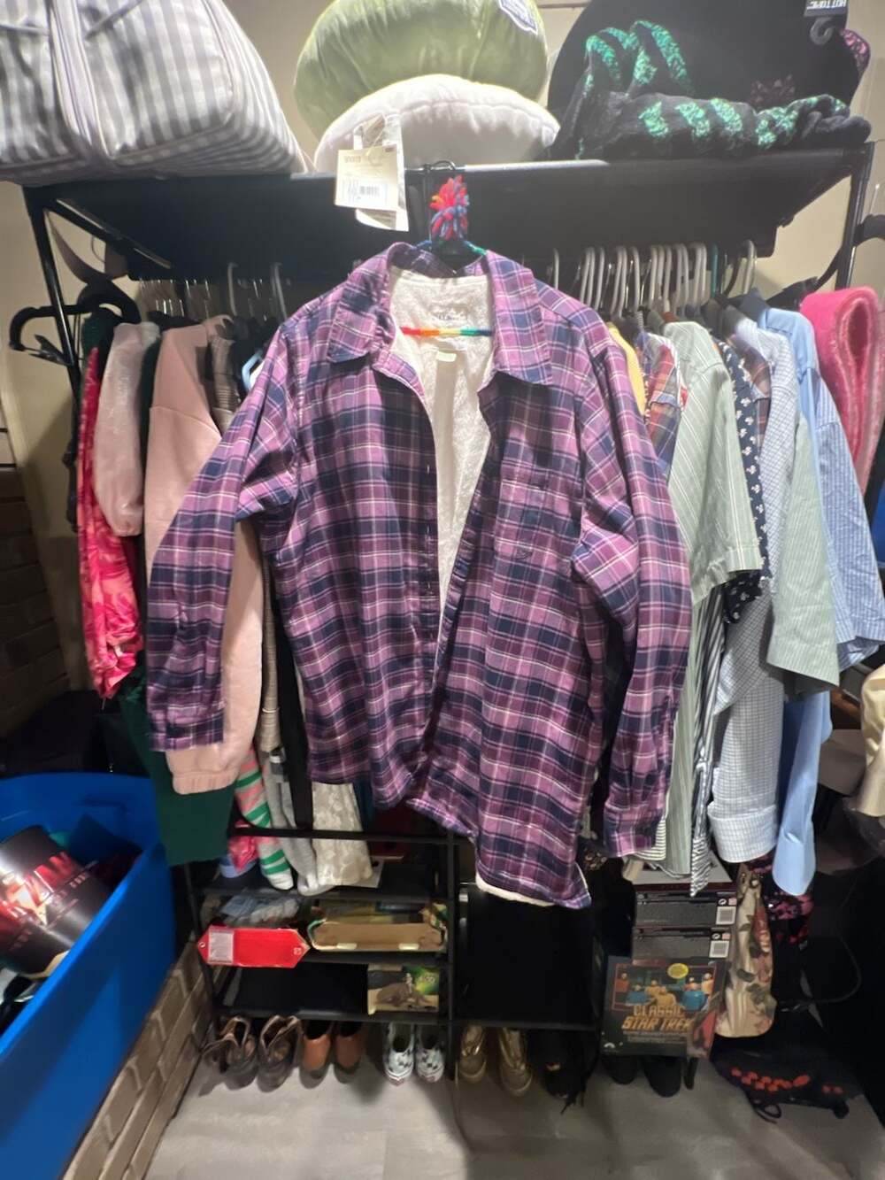 L.L.Bean Fleece-Lined Plaid Flannel Shirt Purple 1X